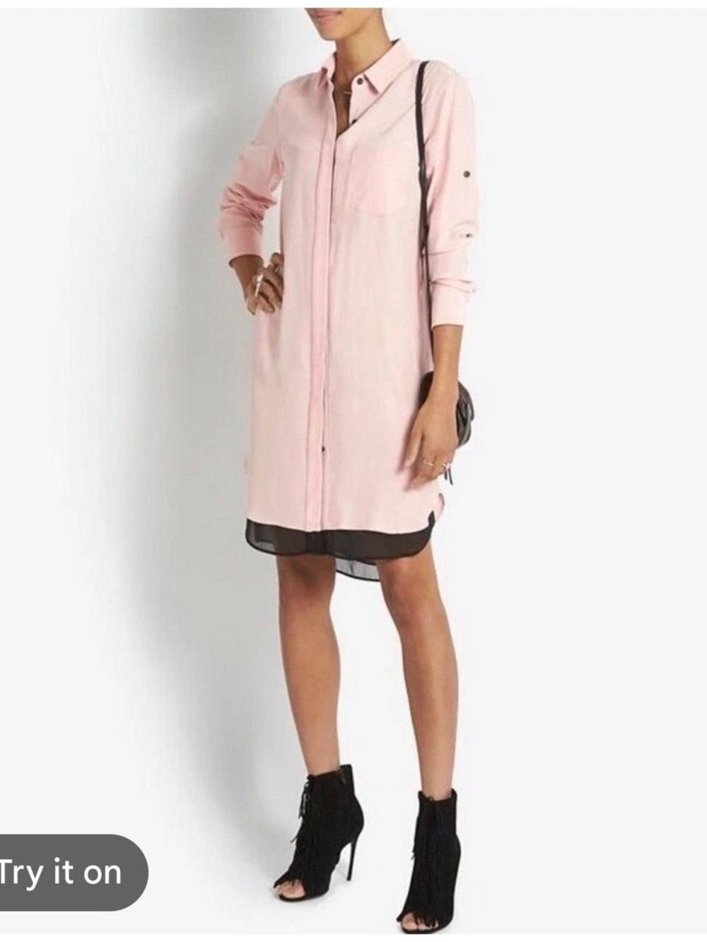 rag & bone Light Pink Long Sleeve Shirt Dress
